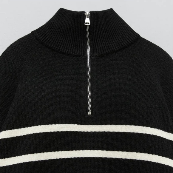 Zara Striped Sweater with Zip - Picture 5 of 14